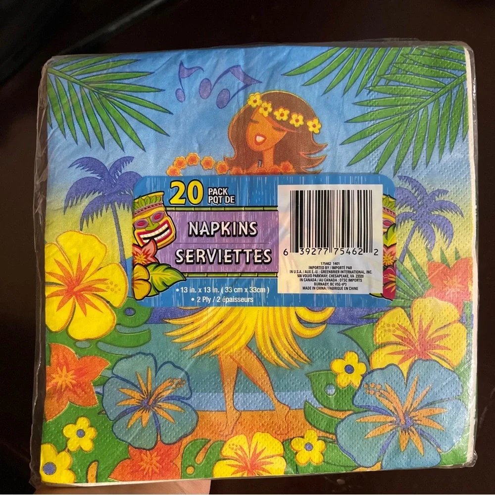 40~Hula Girl Hawaiian Luau Tiki Party Napkins (2 packs of 20 napkins in each)